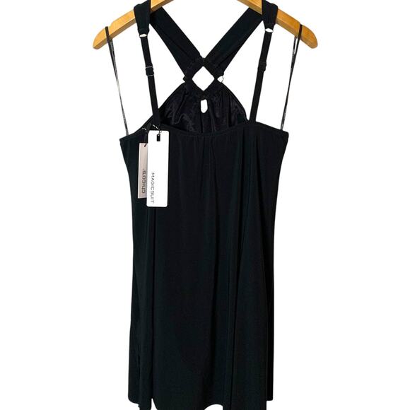 Magicsuit Swim Dress NWT Women's Sz 12 Black Square-Cut Beverly Halter Pool Side - Picture 2 of 7